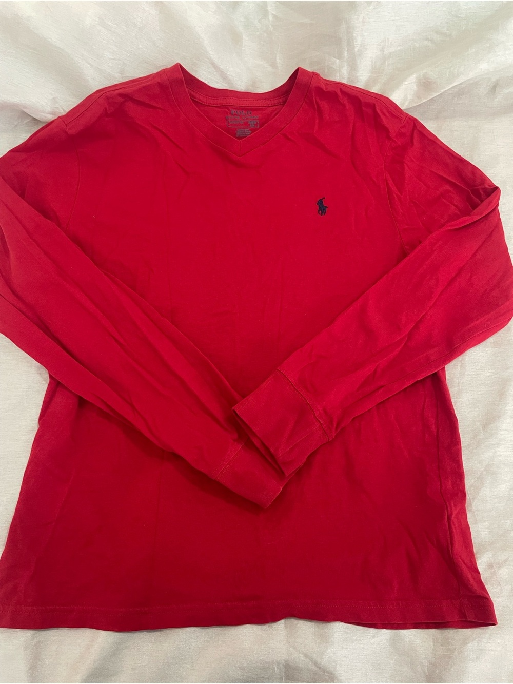Ralph Lauren boy’s red Long-Sleeve V-Neck Shirt